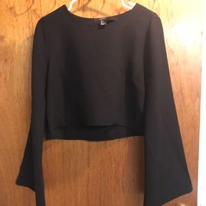 Semi cropped bell sleeve blouse